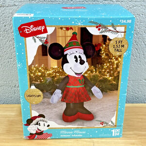 Disney Minnie Mouse 5 ft Airblown Inflatable Christmas Decoration Plaid Dress